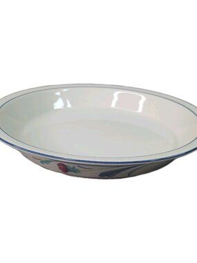 Lenox Poppies on Blue Pie Serving Plate ChinaStone Vintage USA Preowned #1